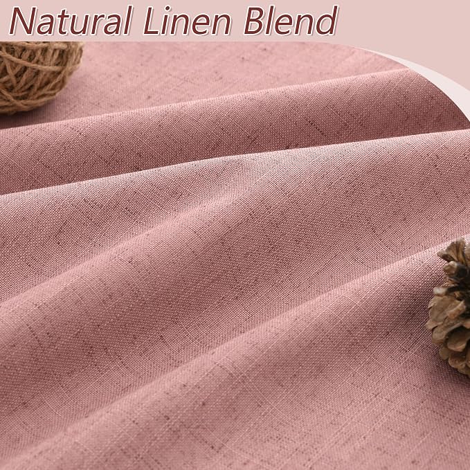 Guken 100% Blackout Curtains 96 Inch Length 2 Panels Set for Living Room Bedroom Back Tab Thermal Insulated Black Out Linen Drapes Room Darkening Window Curtains 96 Inches Long, Ash Rose