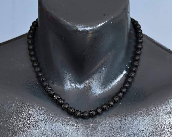 Natural Gemstone Beaded Choker Necklace | 8mm Handmade Adjustable Jewelry for Men & Women | Chakra Balancing Crystal Necklace | Spiritual Gift | Macrame Cord with Extender