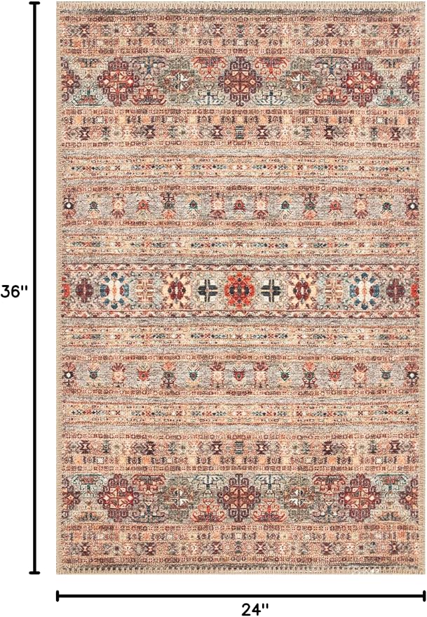 Keen Home Design 2x3 Rug - Machine Washable Entry Rug with Non-Slip Backing, Ideal for Enteryway, Kitchen, Bathroom, Laundry Room - Vintage, Easy Clean, Durable, Low Pile Rug - (2' x 3')