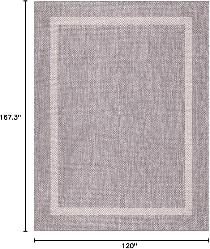 Luul Home Bordered Outdoor Rug 10x14 Washable Outside Carpet for Indoor Patio Porch Waterproof Easy Cleaning Non Shedding Area Rugs Gray 10 x 14