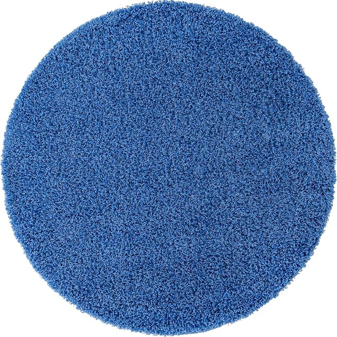 Unique Loom Solid Shag Collection Area Rug (5' Round Periwinkle Blue)