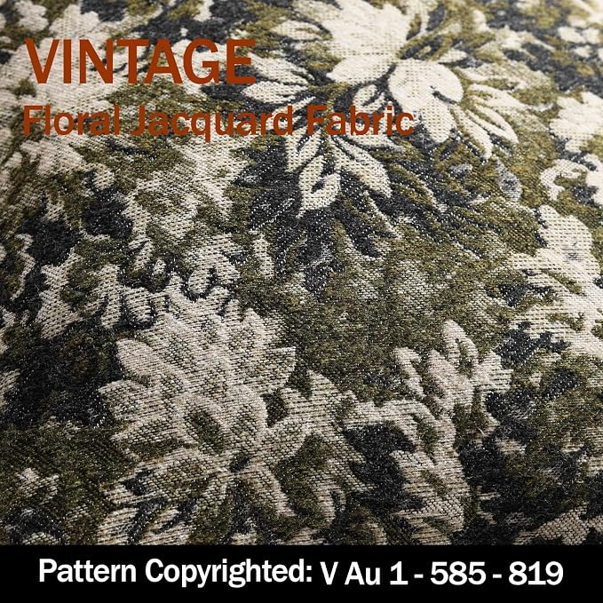 DEZENE Pack of 2 Vintage Floral Throw Pillow Covers 16x16 Boho Farmhouse Accents Chenille Square Decorative Pillow Cases for Living Room Couch Bed Home Decor, Olive Green