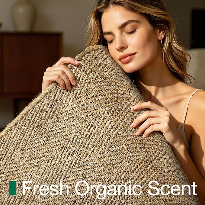 LUMI Indoor Door Mat 20"x32", Non-Slip Handwoven Sisal Rug, Herringbone | Handcrafted Natural Sisal Fibers, Reinforced Edges Resist Fraying, 0.2" Low-Profile Doormat, Dot-Coated Non-Slip Backing