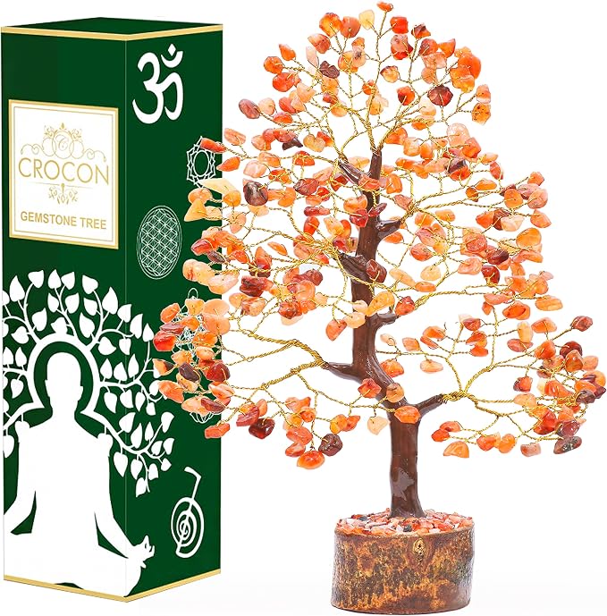 Crocon® Carnelian Crystals Tree, Birthday Gifts for Women, House Warming Gifts New Home Decor, Healing Crystals Spiritual Present, Birthday Gift for Mom, Orange Decor, Gemstones Money Tree Positivity