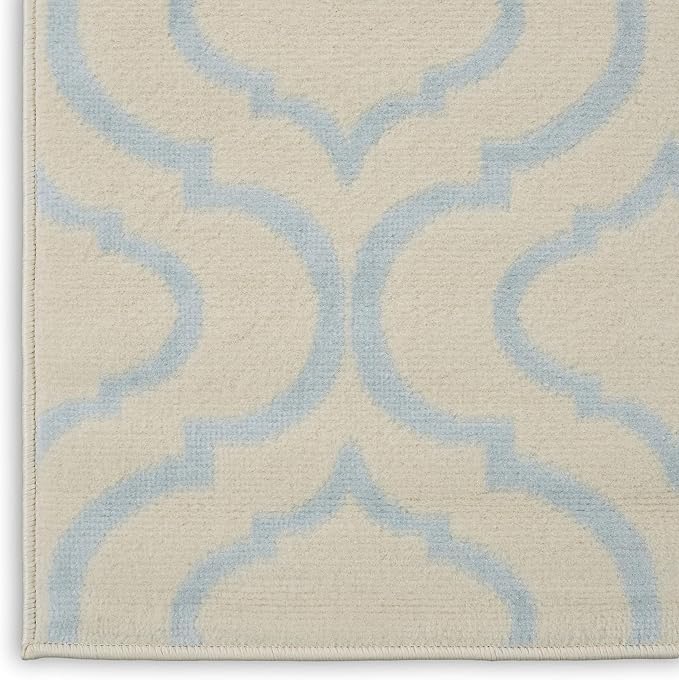 Nourison Home Jubilant Trellis Ivory/Blue 2'3" x 7'3" Area -Rug, Easy -Cleaning, Non Shedding, Bed Room, Living Room, Dining Room, Kitchen (2x7) )