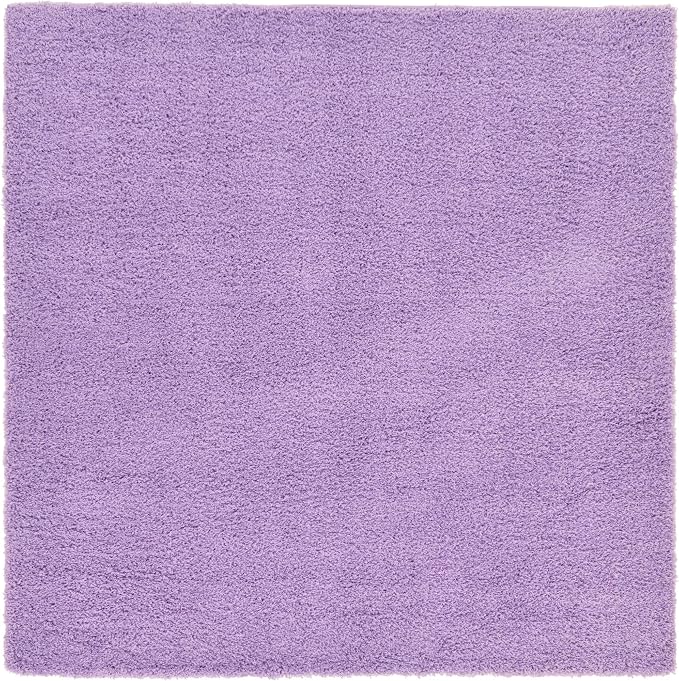 Unique Loom Solid Shag Collection Area Rug (8' Square, Lilac)