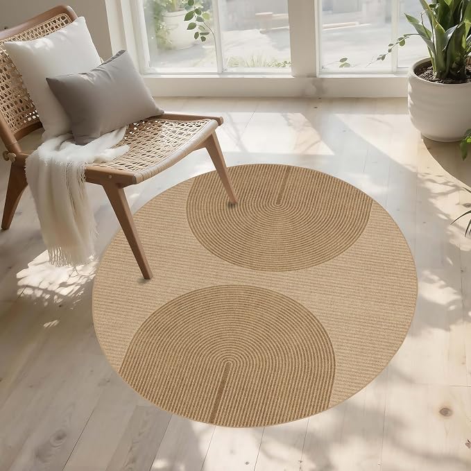 Non-Slip Jute Rug for Entryway: 3x3 Outdoor Mat - Geometric Arch Pattern | Safe Walking for Family All Day and Help with Cutting Slip Falls by 70%