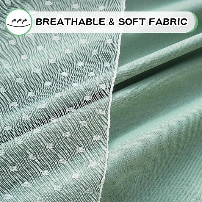 MYSKY HOME Curtains for Girls Bedroom & Nursery Kids Green Cute Curtains Double Layer with Polka Dots Sheer, Grommet Tops, 52x84 Inch Each Panel, 2 Panels