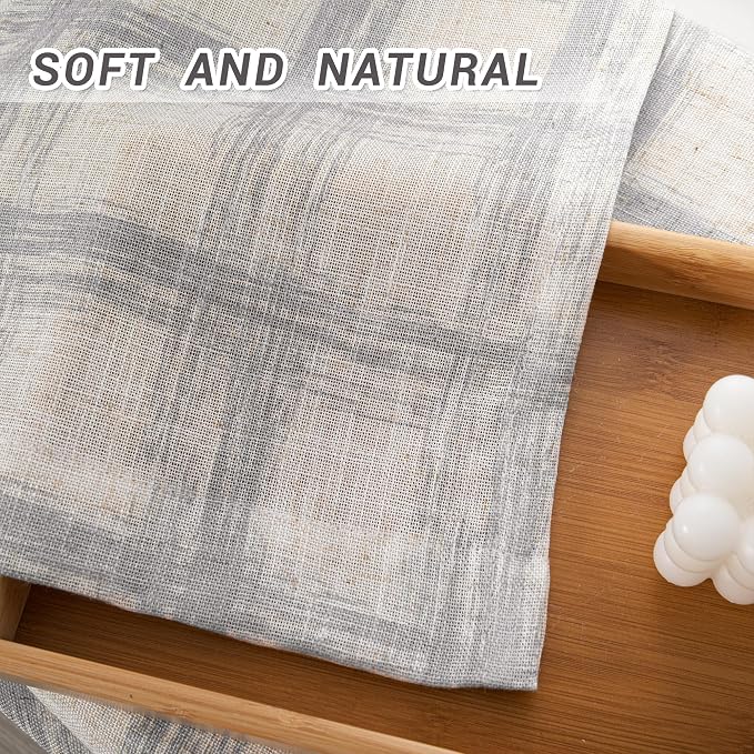 MYSKY HOME Linen Semi Sheer Curtains 63 Inch Length for Living Room, Farmhouse Style Window Curtains Light Filtering Privacy Protect Decorative Texture Soft Touch, 50"x63", 2 Panels