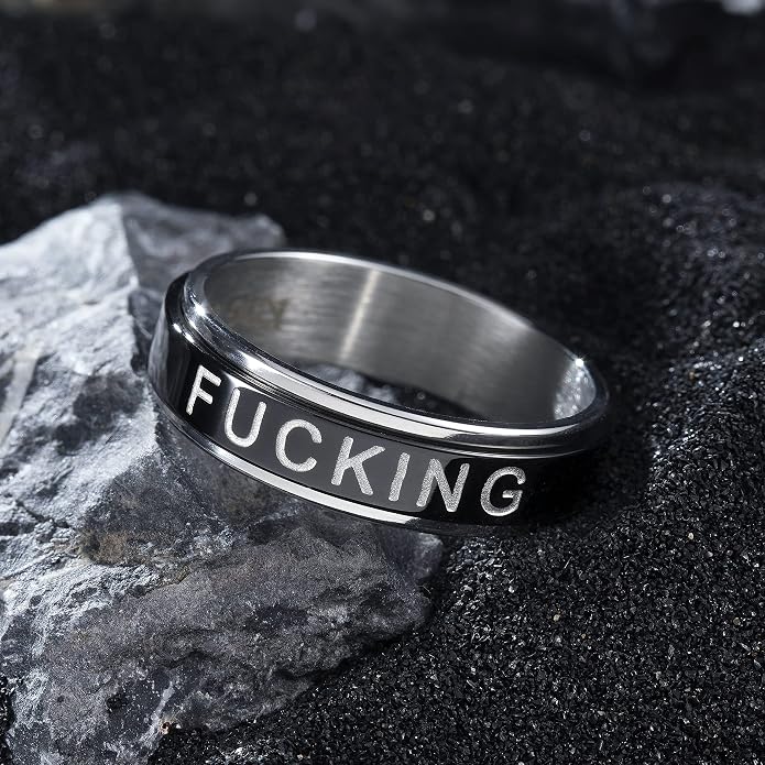 King Will 6mm 7mm 8mm Silver Black Stainless Steel Ring Spinner Ring Anxiety Relief Wedding Ring For Men Women Forest Elk Deer Family/Moon Star/Skull Head/Evil Eye/Poker Pattern Size 7-14