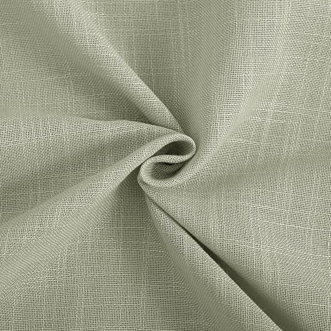 Linen Blend Sage Green Curtains 63 inch Length 2 Panels for Bedroom Back Tab Light Filtering Semi Sheer Drapes Linen Cotton Textured Light Green Airy Modern Farmhouse Living Room Sage Aesthetic Decor
