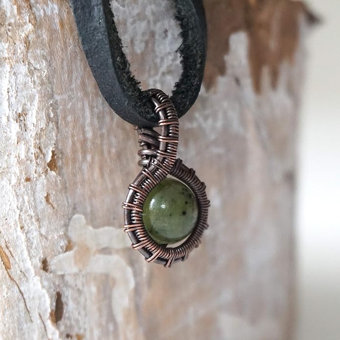 Simple Men's Birthstone Crystal Necklace with Leather Cord