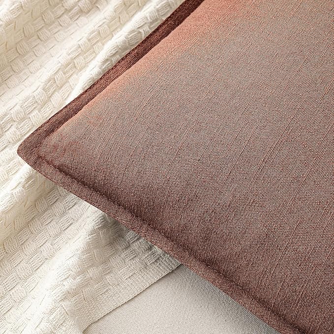 MIULEE Decorative Linen Pillow Covers 18x18 Inch Rust Red | Boho Farmhouse Fall Autumn Couch Throw Pillows for Bed, Pack of 2 Accent Modern Pillowcases, Sofa Livingroom Home Decor