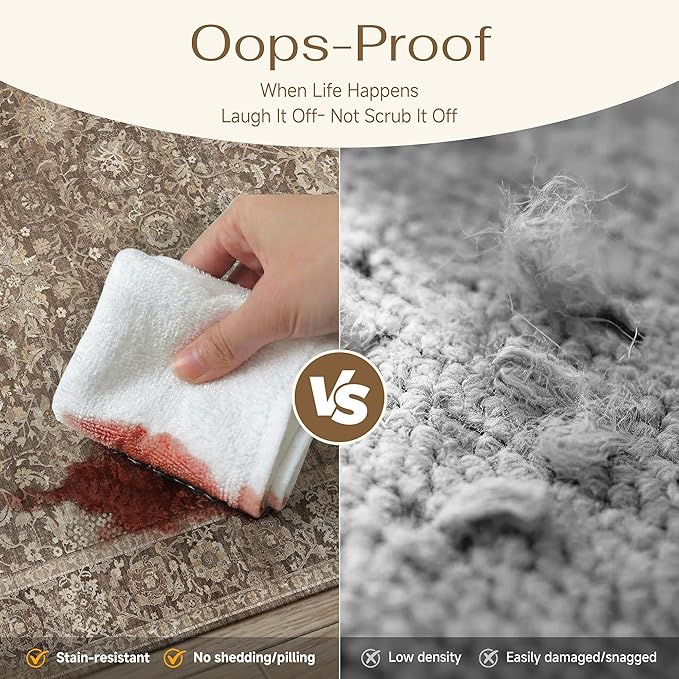 HUGEAR Area Rugs 6x9 Brown Washable Rug for Living Room Bedroom Neutral Vintage Rug Carpet Distressed Soft Durable Non Slip No Shedding for Indoor Dining Nursery Farmhouse
