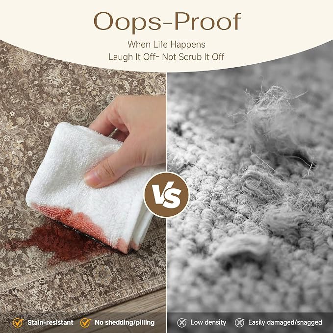 HUGEAR Area Rugs 9x12 Brown Washable Rug for Living Room Bedroom Large Neutral Vintage Rug Carpet Distressed Soft Durable Non Slip No Shedding for Indoor Dining Nursery Farmhouse