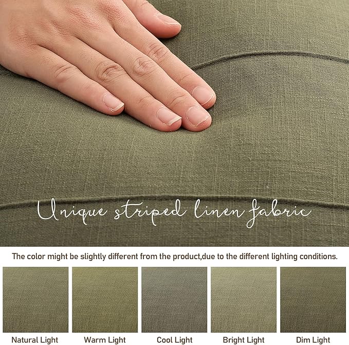 Christmas Linen Throw Pillow Covers 12x20 Set of 2 Solid handcrafted Striped Cushion Covers for Bed Soft Xmas Decorative lumbar Pillow Covers for Couch Bedroom Living Room Christmas Decor(Olive Green)