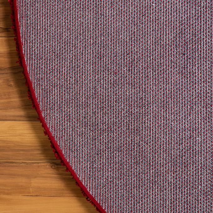 Unique Loom Solid Shag Collection Area Rug (3' 3" Round, Cherry Red)
