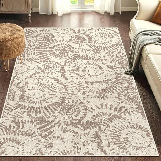 BLISSA Washable 3x5 Entryway Rug - Ultra Thin Taupe Modern Non-Slip Entry Rug Small Door Mat Indoor Entrance Soft Geometric Boho Neutral Abstract Area Rugs for Bedroom Bathroom Kitchen Mudroom Foyer
