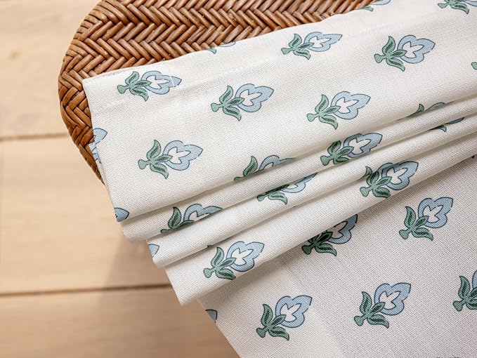 DrapePalette - Linen Blend Pinch Pleated Curtains 102 Inches Long for Living Room, Bedroom, Dining Room, Light Filtering Curtains 2 Panels Set, Modern Floral Printed Design, Indigo Bud, 30" W x 102" L
