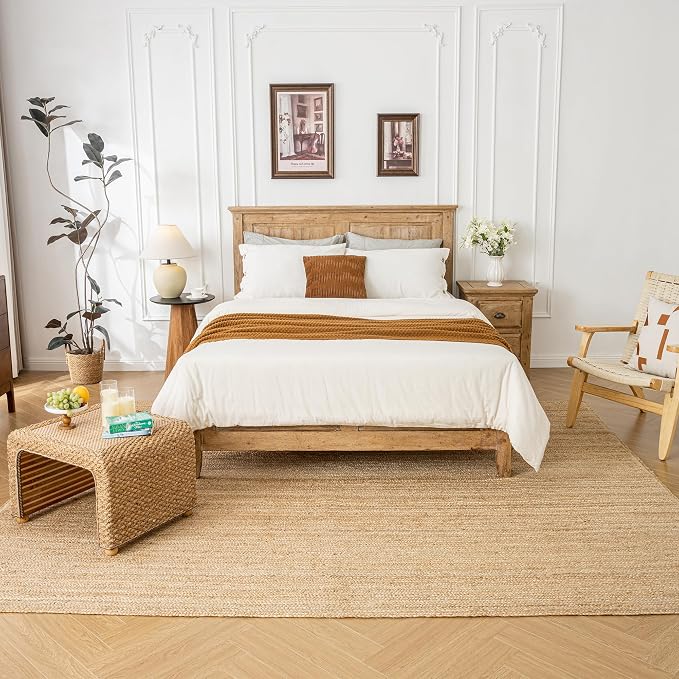 Shatex Jute Rug 8x10ft, Large Chunky Farmhouse Area Rug, Handcrafted Braided Rug, 100% Natural Jute Material, Ideal for Bedroom & Living Room, Heavy-Duty, Natural