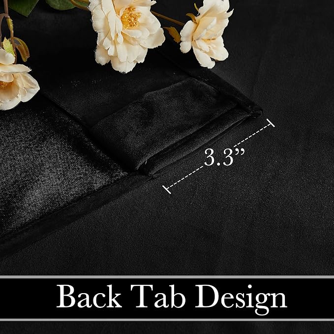 RYB HOME Black Velvet Curtains 84 inches - Blackout Heavy Duty Curtains Soft Luxury Back Tap Window Covering Privacy Protection for Kids Room Bathroom Basement, Black, W52 x L84 inches, 2 Panels