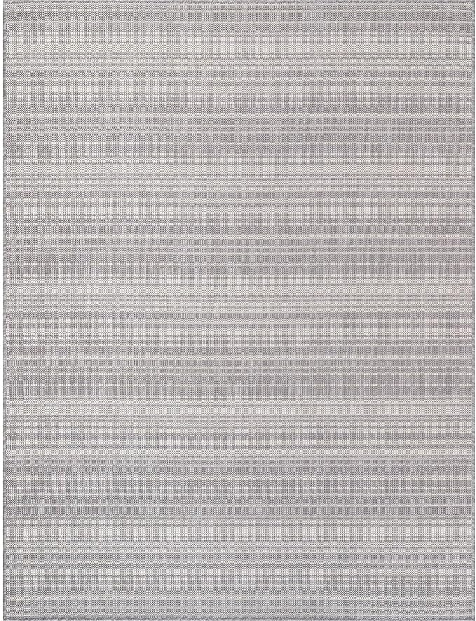 Luul Home Stripe Outdoor Rug 9x12 Washable Outside Carpet for Indoor Patio Porch Waterproof Easy Cleaning Non Shedding Area Rugs Gray 9 x 12