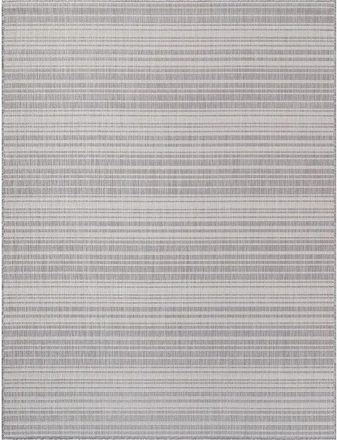 Luul Home Stripe Outdoor Rug 5x7 Washable Outside Carpet for Indoor Patio Porch Waterproof Easy Cleaning Non Shedding Area Rugs Gray 5 x 7