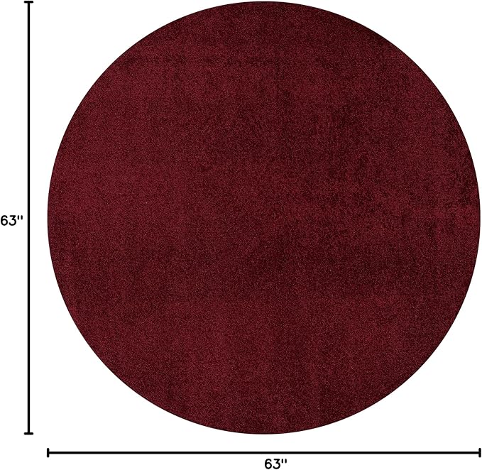 JONATHAN Y Haze Solid Low-Pile Dark Red 5' Round Indoor Area Rug, Coastal,Bohemian,Minimalist,Classic, Easy-Cleaning for Living Room,Bedroom,Kitchen,Pet Friendly,Non-Shedding (SEU100Q-5R)