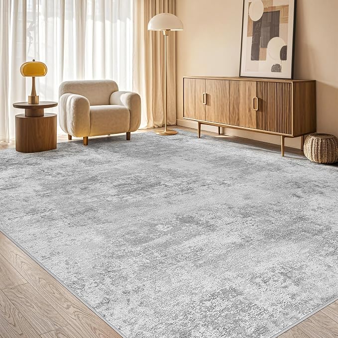 Tortania Area Rug Living Room Rugs - 5x8 Washable Large Soft Neutral Boho Moroccan Bohemian Farmhouse Rug Indoor Floor Carpet for Bedroom Under Dining Table Home Office Decor - Ivory Grey