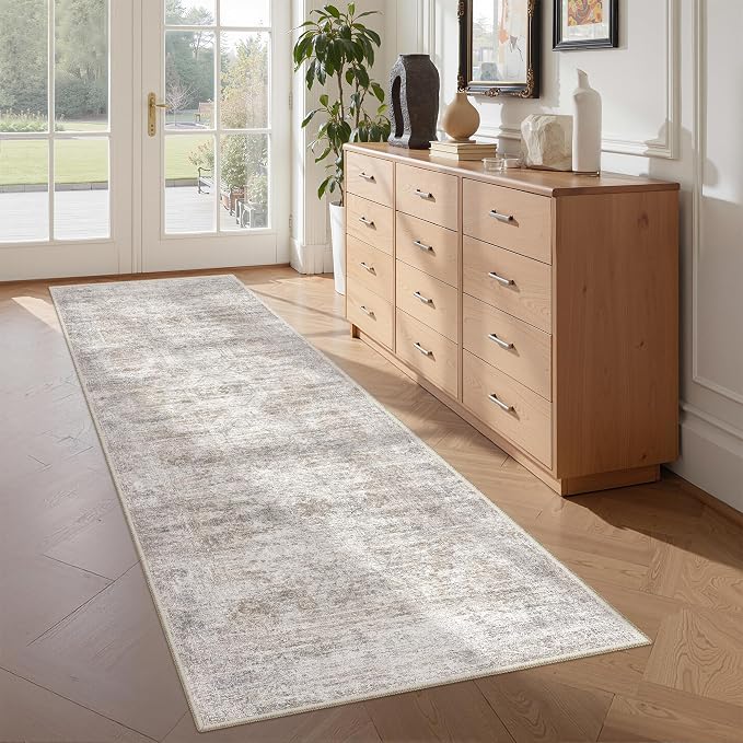 2x5 Rug Runners for Hallways Non Slip,Kitchen Rugs,Taupe | Washable Rugs for Kitchen,Entryway,Bedroom,Bathroom,Nursery Room,Thin,Soft Runner Rug,Stain Resistant Indoor Carpet