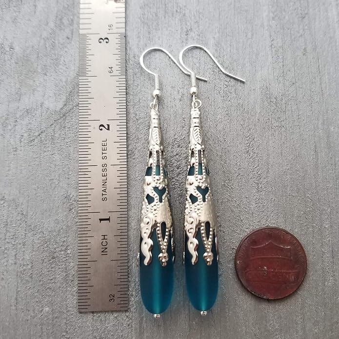 Handmade Sea Glass Earrings, Hawaiian Jewelry for Women, Long Teardrop Earrings Beach Jewelry, Sea Glass Jewelry For Women Birthday Gift For Her