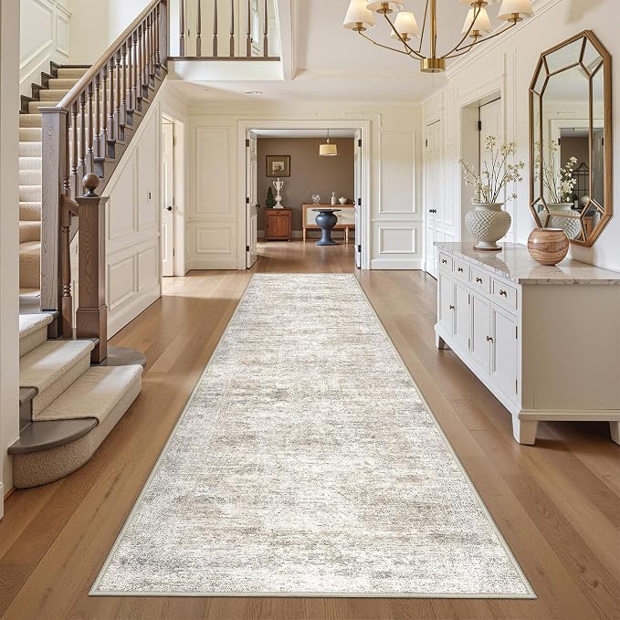 3x10 Runner Rug Non Slip,Washable Hallway Runner Rug,Taupe | Long Neutral Rugs for Kitchen,Entryway,Bedroom,Bathroom,Laundry Room,Thin,Soft Runner Rug,Stain Resistant Indoor Carpet