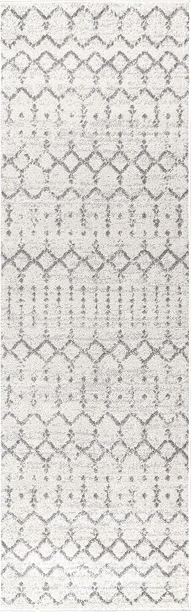 JONATHAN Y MOH101B-216 Moroccan HYPE Boho Vintage Diamond 2 ft. x 16 ft Runner-Rug, Bohemian, Southwestern, Casual, Transitional, Pet Friendly, Non Shedding, Stain Resistant, Easy-Cleaning, Cream/Gray