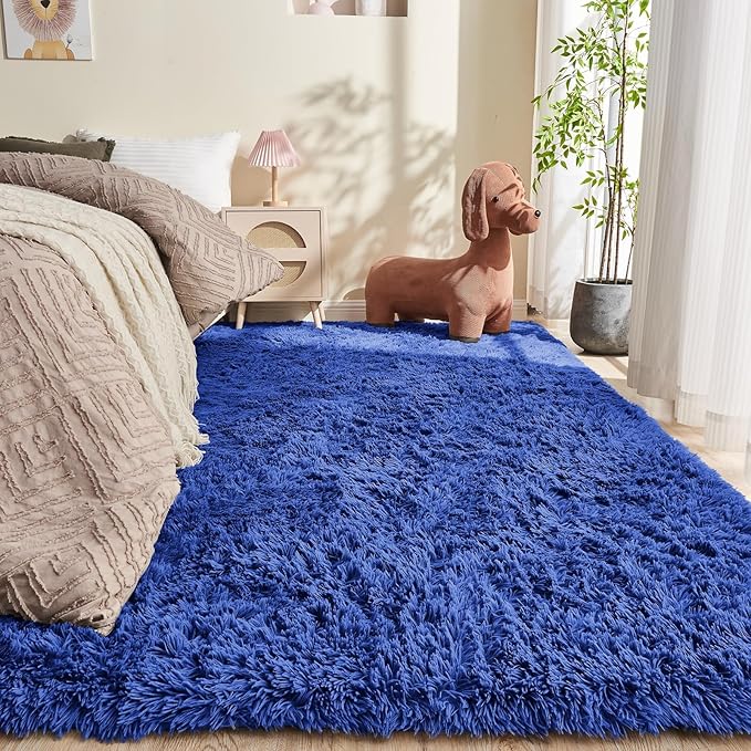 OPPODREAM 5x7 Royal Blue Rugs for Bedroom, Ultra-Soft Fluffy Area Rugs for Living Room, 5 x 7 Shag Carpet for Nursery, Kids, Girl, Boy, Baby, Plush, Fuzzy, Shaggy, Cute Home Decor