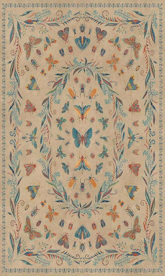 Boho Brown 3x5 Entryway Rugs Indoor - Farmhouse Kitchen Throw Area Rug, Insect Carpet for Bedroom, Mudroom, Laundry Room, Unique Home Décor, Low Pile & Soft Mat