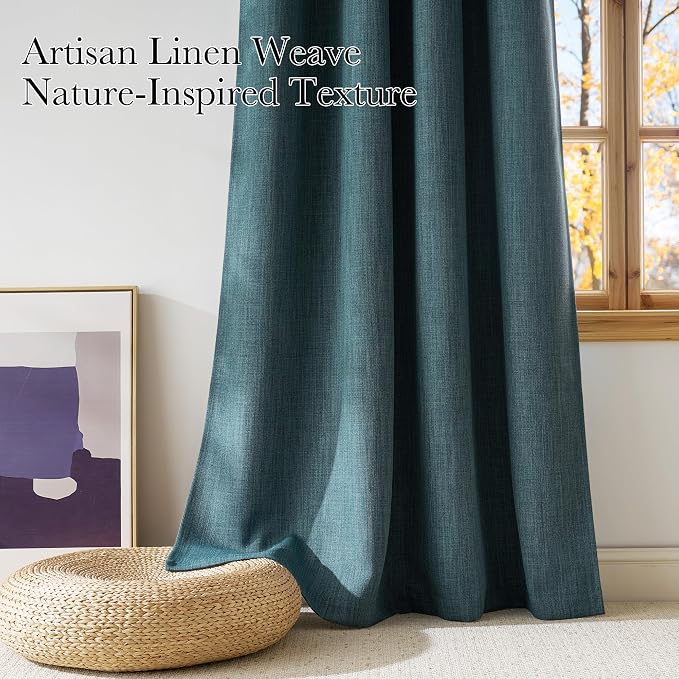 NICETOWN Greyish Blue Room Darkening Curtains 84 inches Long for Living Room - Privacy Panels for Bedroom, Modern Farmhouse Style Home Decor Grommet Top, 2 Panels, W42 by L84