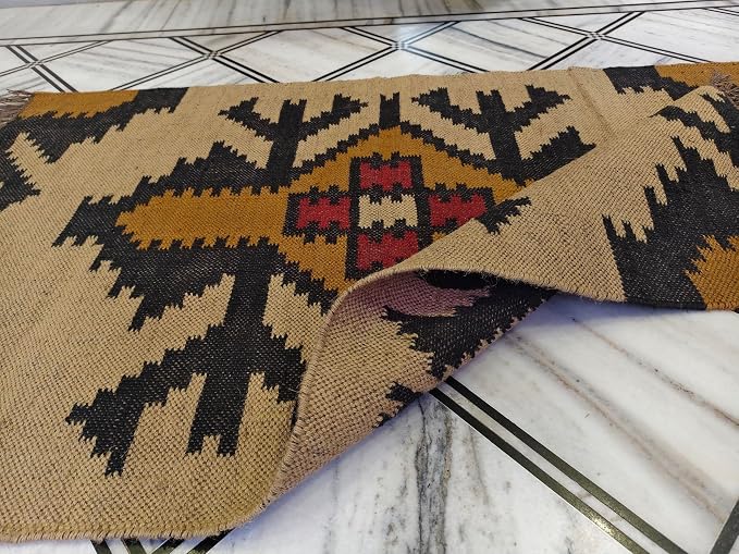 Jaipur Art & Rugs 3'x5' Reversible Kilim Area Rug – Handwoven Wool & Jute Flatweave – Indoor/Outdoor Rug for Living Room, Bedroom, Dining, High-Traffic Areas, Lake House Decor (Multicolor)