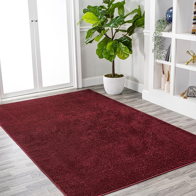 JONATHAN Y Haze Solid Low-Pile Dark Red Indoor Area Rug 3x5, Coastal,Bohemian,Minimalist,Classic, Easy-Cleaning for Living Room,Bedroom,Kitchen,Pet Friendly,Non-Shedding (SEU100Q-3)