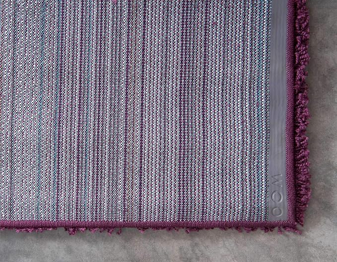 Unique Loom Solid Shag Collection Area Rug (2' x 3' 1" Rectangle, Eggplant Purple)