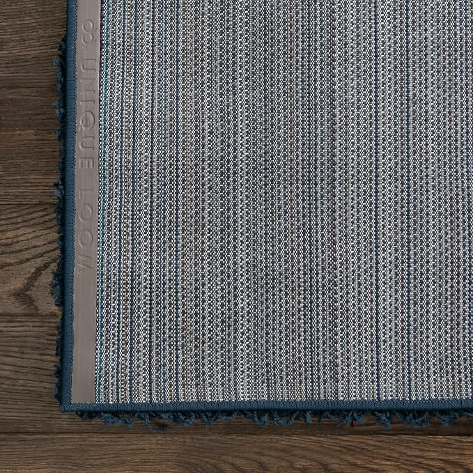 Unique Loom Solid Shag Collection Area Rug (10' x 13' 11" Rectangle, Sapphire Blue/ Navy Blue)