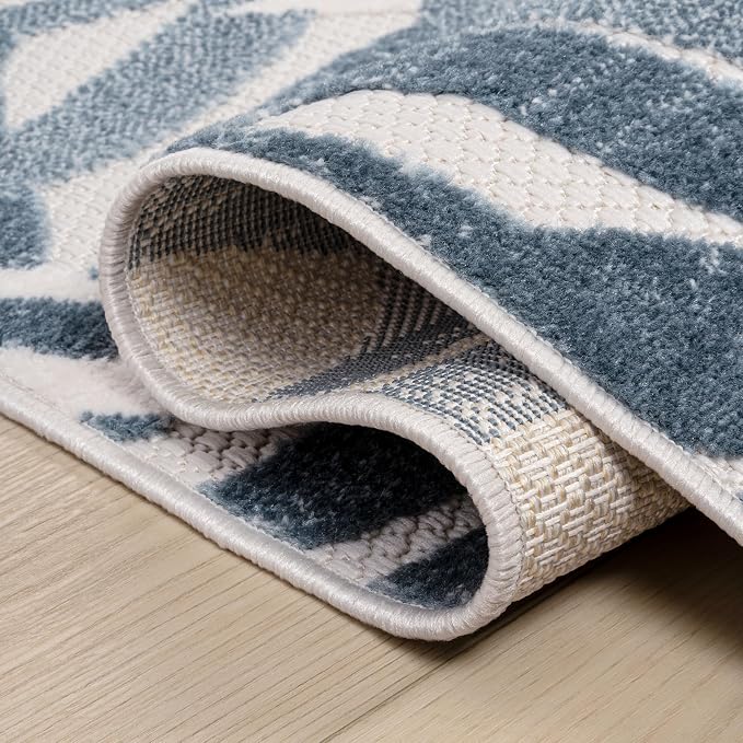 JONATHAN Y Tropics Palm Leaves Indoor Outdoor Area Rug 3x5 Cream/Dark Blue | Ships Rolled, Durable Flat Weave, Lays Flat for Backyard, Patio, Porch, Easy-Cleaning, High Traffic,Pet-Friendly,Non-Shedding