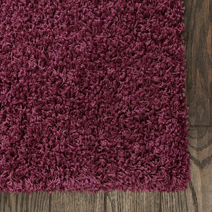 Unique Loom Solid Shag Collection Area Rug (2' 7" x 10' Runner, Eggplant Purple)