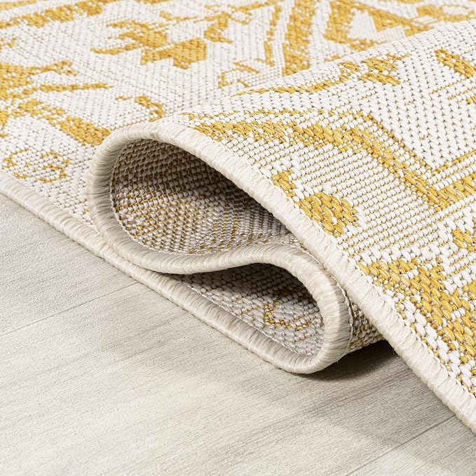 JONATHAN Y Boho Medallion Indoor Outdoor Area Rug 9X12 Cream/Yellow, Estrella Textured Weave for Backyard, Patio, Porch, Easy-Cleaning, High Traffic, Pet-Friendly, Non-Shedding (SMB105H-9)