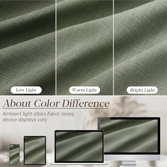 Sage Green Pinch Pleated Linen Curtains 120 Inches Long for Living Room Bedroom with Rings Hooks Clips Back Tab Semi Sheer Curtains Light Filtering Boho Farmhouse Drapes Light Green