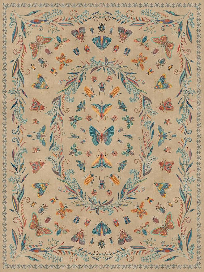 Lunasun Large Brown Rug for Living Room - Area Rugs 9x12 Dining Room Table, Large Bedroom Under Bed, Unique Insect Bug Home Décor, Foldable Soft Stain Resistant