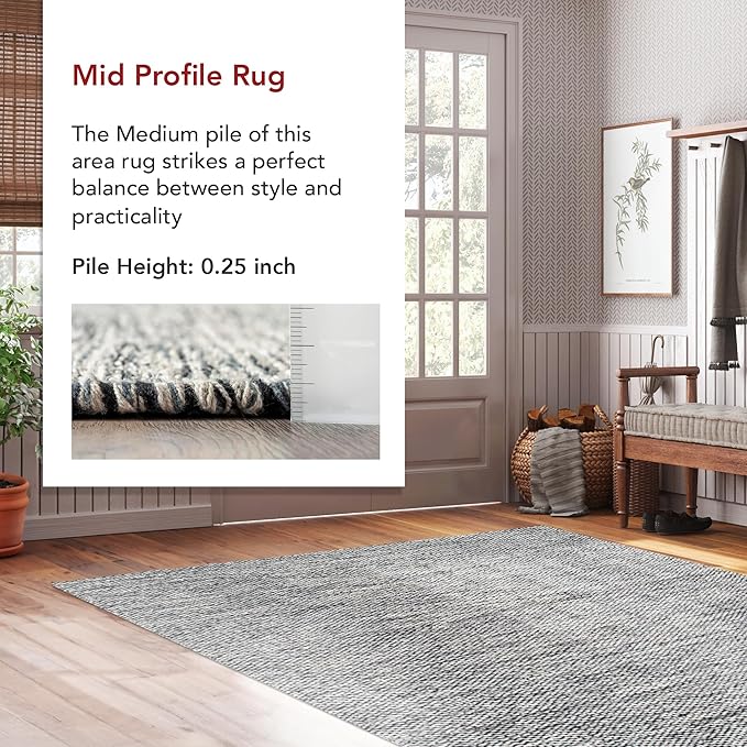 Nuloom Alessi Hand Woven, Grey, 11'6" x 14'6", Solid, Cotton, Soft and Gentle, High Traffic, Stain Resistant, Easy Clean, Durable Area Rug for Bedroom, Living Room, Dining Space, Den, Foyer, Entryway
