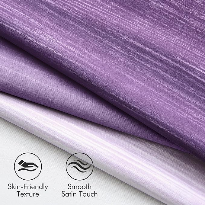 MIULEE Purple and Greyish White Ombre Blackout Curtains, Full Room Darkening Thermal Insulated 72 Inches Long Drapes for Bedroom/Living Room Grommet Window Treatments Modern 52Wx72L, Set of 2