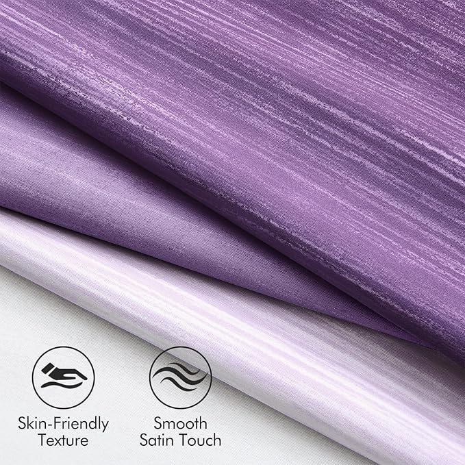 MIULEE Purple and Greyish White Ombre Blackout Curtains, Full Room Darkening Thermal Insulated 63 Inches Long Drapes for Bedroom/Living Room Grommet Window Treatments Modern 52Wx63L, Set of 2