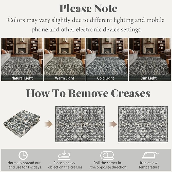 Machine Washable Hallway Runner Rug: 2'x6' Kitchen Rugs Soft Non-Slip Low Pile Vintage Boho Carpet Runners for Indoor Entryway Kitchen Bedside Bedroom Bathroom Farmhouse Decor