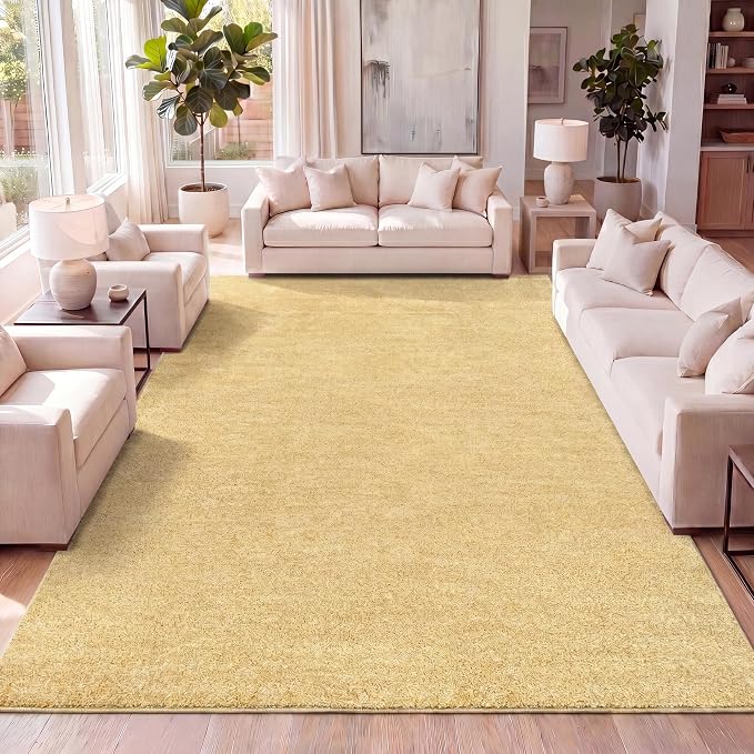 JONATHAN Y Haze Solid Low-Pile Mustard Indoor Area Rug 8x10, Coastal,Bohemian,Minimalist,Classic, Easy-Cleaning for Living Room,Bedroom,Kitchen,Pet Friendly,Non-Shedding (SEU100B-8)